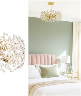 Semi-Flush Ceiling Light French Gold Finish with Crystals