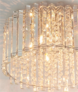 Crystal Drum Semi-Flush Light - Adorned with Crystal Drops