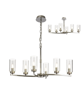 Dryver Rectangular Pendant-Semi Flush, 6 x E14, Polished Nickel