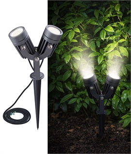 LED Grey & Black Twin Spike Ground Light - IP65 Rated