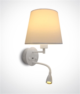 Elegant Design Bedside Wall Light - Adjustable Arm, Dual Switches & USB