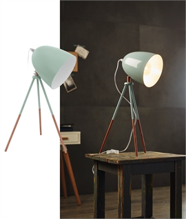 Midi-Size Tripod Floor Lamp - Mint Blue & Copper Detail