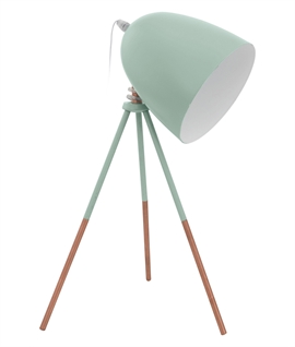 Midi-Size Tripod Floor Lamp - Mint Blue & Copper Detail