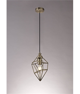 Duke Small Pendant, 1 x E27, Antique Brass