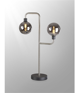 Eaton Table Lamp, 2 Light G9, Graphite - Satin Nickel - Smoke Glass