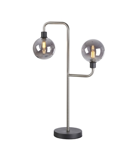 Eaton Table Lamp, 2 Light G9, Graphite - Satin Nickel - Smoke Glass