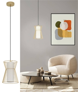Hourglass Metal Cage & White Glass Pendant Light