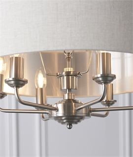 Classic Elegant 6 Arm Chandelier - Brushed Chrome with Shade