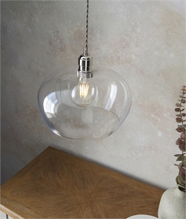 Bright Nickel Clear Glass Pendant Lights - 3 Sizes