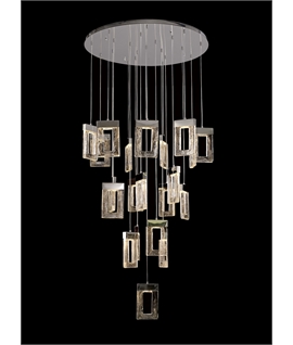 Enrico Pendant 5m, 21 x 4.5W LED, 3000K, 3360lm, Polished Chrome, 3yrs Warranty Item Weight: 25.8kg
