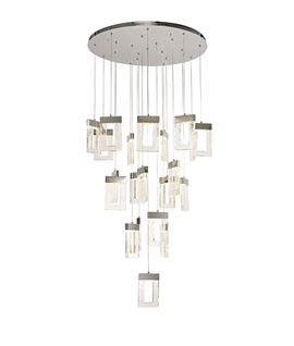 Enrico Pendant 5m, 21 x 4.5W LED, 3000K, 3360lm, Polished Chrome, 3yrs Warranty Item Weight: 25.8kg