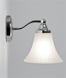 Classic Bathroom Wall Light - Flared Shade in Acid Etched Glass