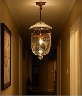 Georgian Decorated Bell Jar Hall Lantern - Copper Detail