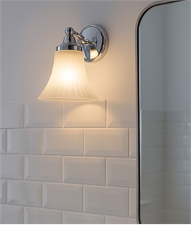 Classic Fluted & Etched Glass Bathroom Wall Light - IP44
