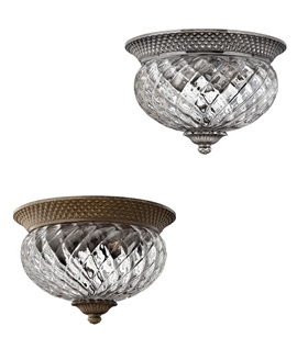 Flush Clear Optic Glass Ceiling Light - Pineapple Design