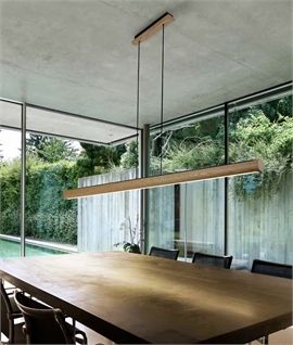 Wide Wooden Suspended LED Pendant 1230mm