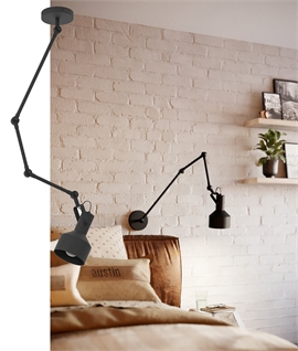 Highly Adjustable Far Reaching Wall or Ceiling Light - Black Steel