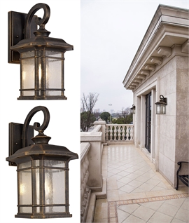 Black & Gold Hanging Exterior Wall Lantern - IP54 Rated