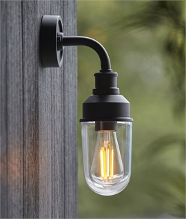 Industrial Black Bent Arm Exterior Wall Light