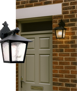 Flemish Glass 4-Panel Outdoor Bracket Wall Lantern - Black Finish