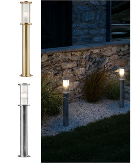 Ribbed Shade Exterior Bollard - Galvanized or Brass