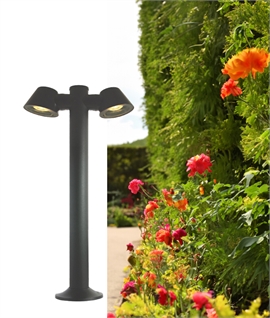 Anthracite Double Lamp Exterior Bollard Light - IP65 Rated