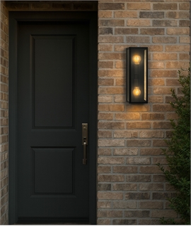 Twin Lamp Black Box Wall Light IP43