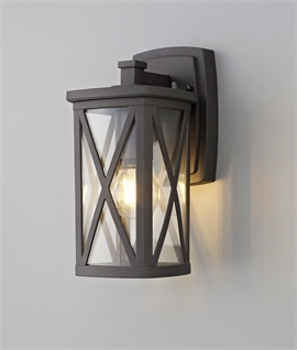 Hanging Exterior Box Lantern with Clear Glass