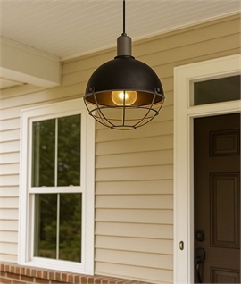 Exterior Hanging Pendant with Dome & Cage Shade - IP65 Rated