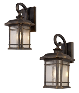 Black & Gold Hanging Exterior Wall Lantern - IP54 Rated