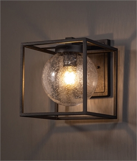 Open Box Exterior Wall Light with Seeded Globe Glass - IP54 