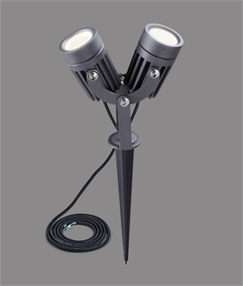 LED Grey & Black Twin Spike Ground Light - IP65 Rated