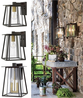 Bronze Contemporary Exterior Wall Lantern - Bronze & Brass IP44