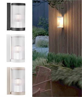 Reeded Glass Modern Outdoor Wall Light - 3 Finishes