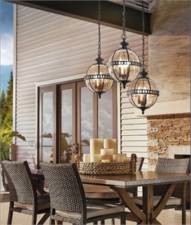 Exterior Bronze & Seeded Glass Globe Pendant - IP44