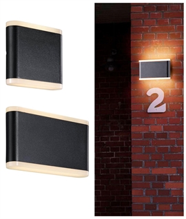 Exterior Slim Black LED Wall Light with Opal Glass 