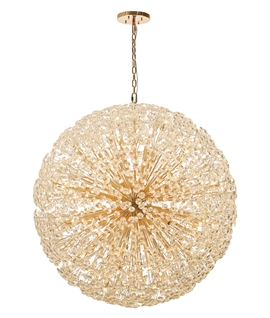 French Gold & Crystal Extra Large Spere Pendant Dia 1.5m