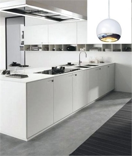 Single White Modern Eyeball Light Pendant with White Flex