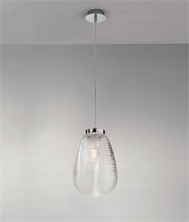 Rippled Blown Glass Light Pendant Diameter 280mm Flex 2 Metres