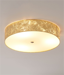 Gold Leaf Fabric Drum Ceiling Light - Dia 470mm
