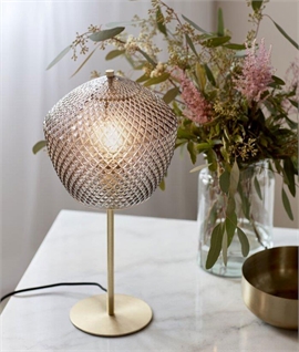 Brass and Pentagon Glass Shade Table Lamp