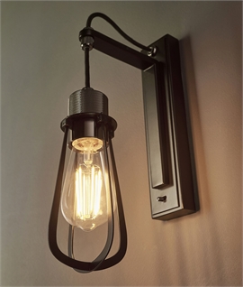 Black Chrome Switched Industrial Wall Light