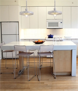 Marble Effect Single Pendant - Adjustable to Semi-Flush