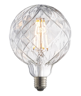 E27 125mm Faceted Glass Globe Lamp 4W LED Filament