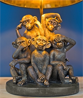 Monkey Table Lamp with Black & Gold Shade