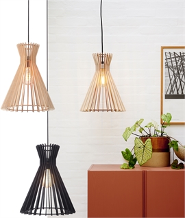 Sculptural Wooden Flared Pendant Light – Fashioned for Elegance