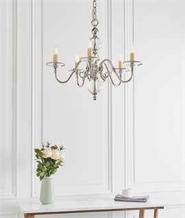 Flemish Chandelier in Nickel with Glass Dutch Ball - Sophisticated Elegance