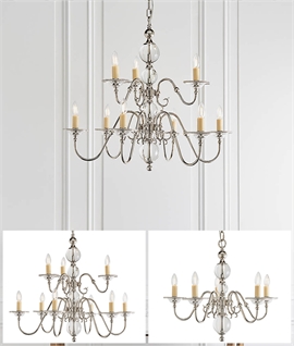 Flemish Chandelier in Nickel with Glass Dutch Ball - Sophisticated Elegance