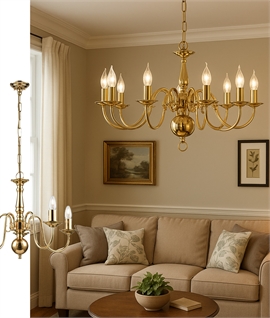 Polished Brass Flemish Chandelier with Twist Detail