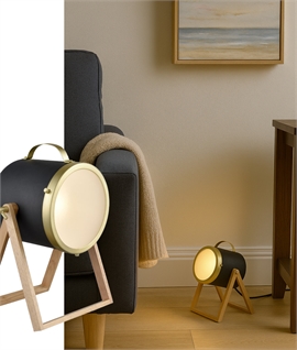 Textured Black & Satin Brass Floor or Table Uplighter